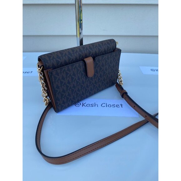 Michael Kors phone crossbody jet set travel medium MK signature brown - Picture 2 of 10